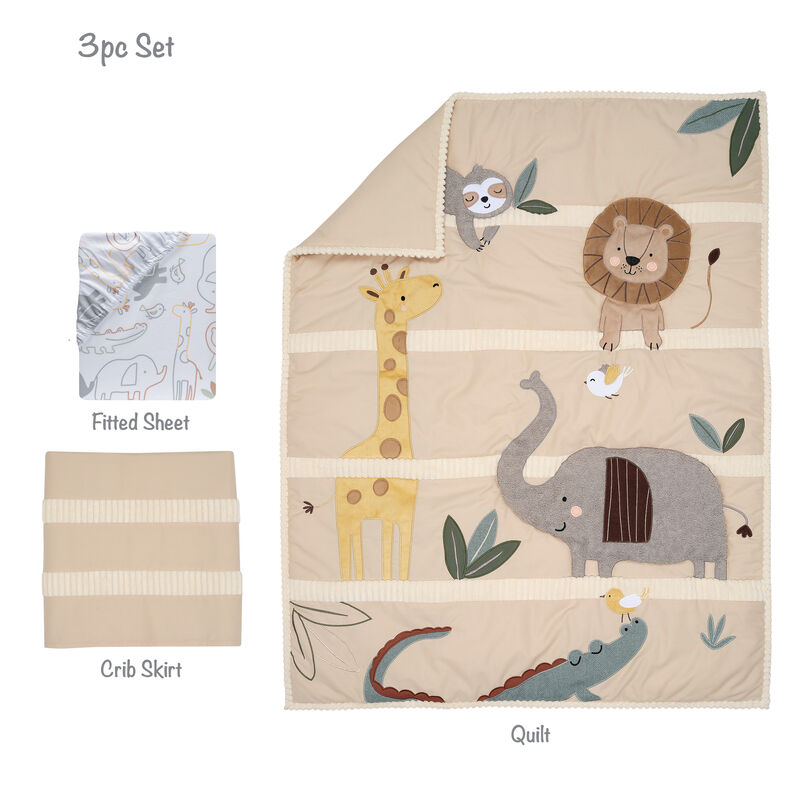 Lambs & Ivy Jungle Story 3-Piece Infant Safari Tan Baby Crib Bedding Set