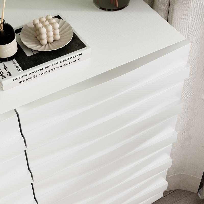 FUFU&GAGA Modern Storage Cabinet with 2 Adjustable Shelves, Solid Wood Legs & Embossed Laminate Finish