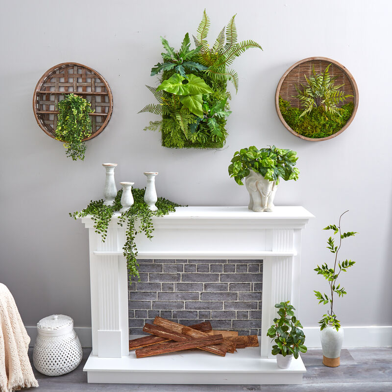 Hivvago 24" x 16" Mixed Foliage Artificial Living Wall