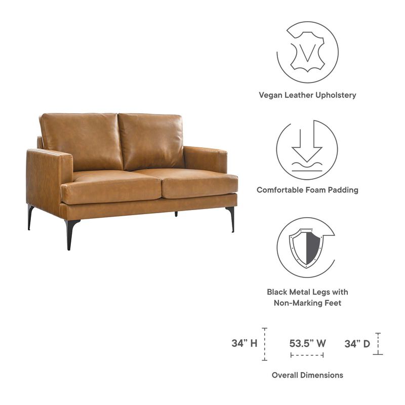 Evermore Vegan Leather Loveseat Tan EEI-6048-TAN