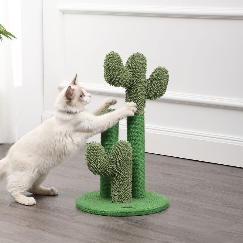 Marfa Modern Jute Triple-Cactus Cat Scratching Post with Fuzzy Toy