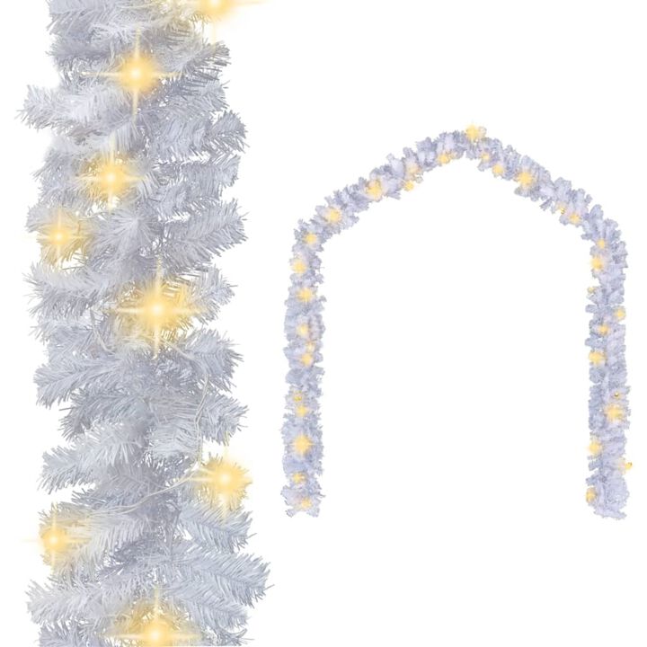 vidaXL Christmas Garland with LED Lights 393.7" White