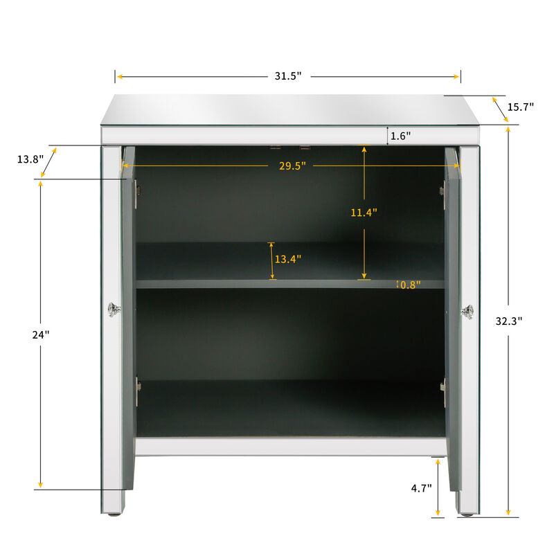 Mirror-trimmed diamond design storage cabinet for any room