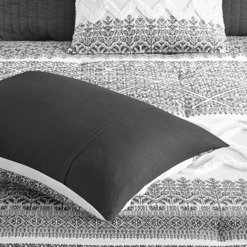 Gracie Mills Robbins 3-Piece Cotton Comforter Set with Chenille Tufting
