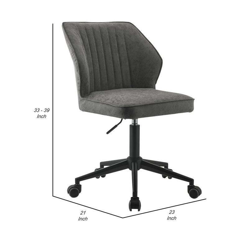 Swivel Office Chair with Stitching Details and Starbase, Gray-Benzara