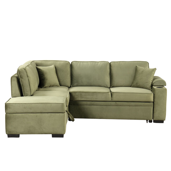 Merax 2 in 1 Pull Out Sofa Bed L Shape Couch