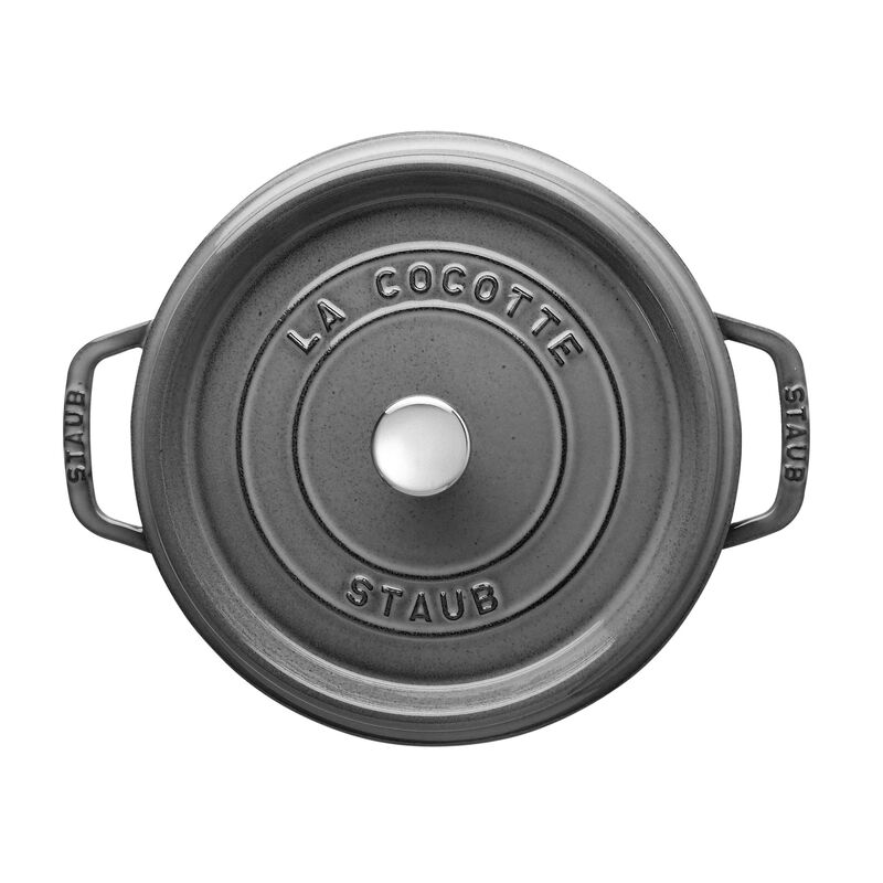 Staub Cast Iron Round Cocotte, Dutch Oven, 4-quart, serves 3-4, Made in France, White
