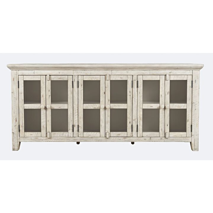 Jofran Rustic Shores 70 Coastal Distressed Acacia Six-Door Sideboard Cabinet