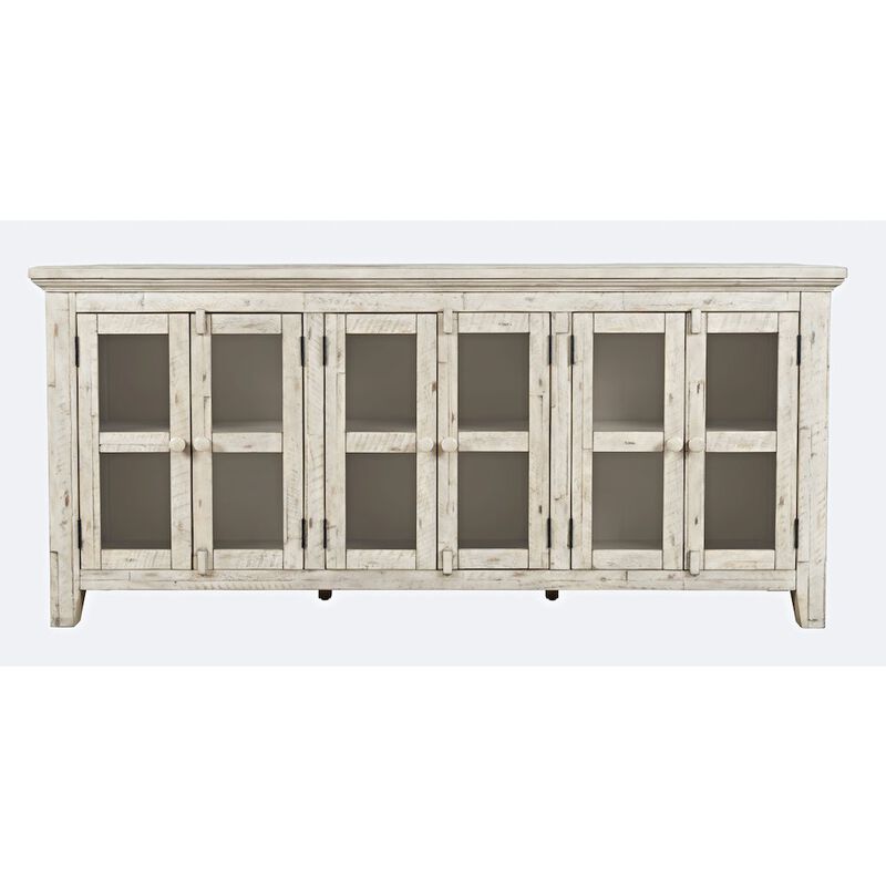Jofran Rustic Shores 70 Coastal Distressed Acacia Six-Door Sideboard Cabinet