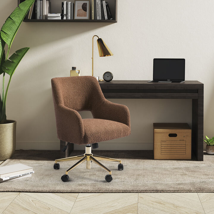 WestinTrends Genevieve Mid-Century Modern Office Accent Chair with Wheels
