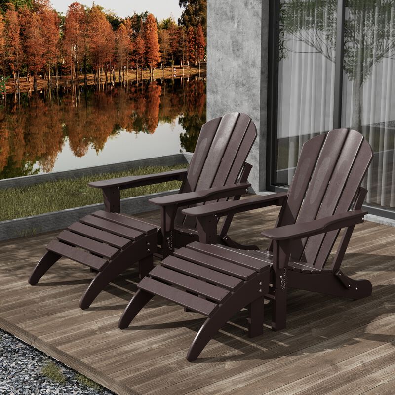 WestinTrends 4-Piece Folding Adirondack Chair With Footrest Ottoman Set