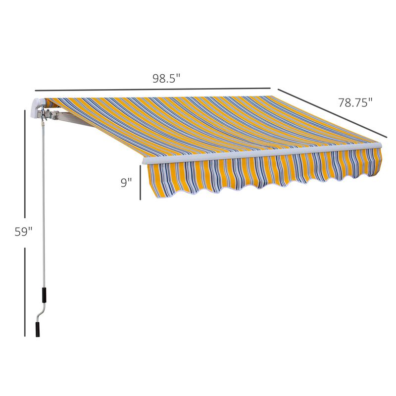 Mixed Color Shade: 8'x7' Manual Retractable Patio Sun Awning