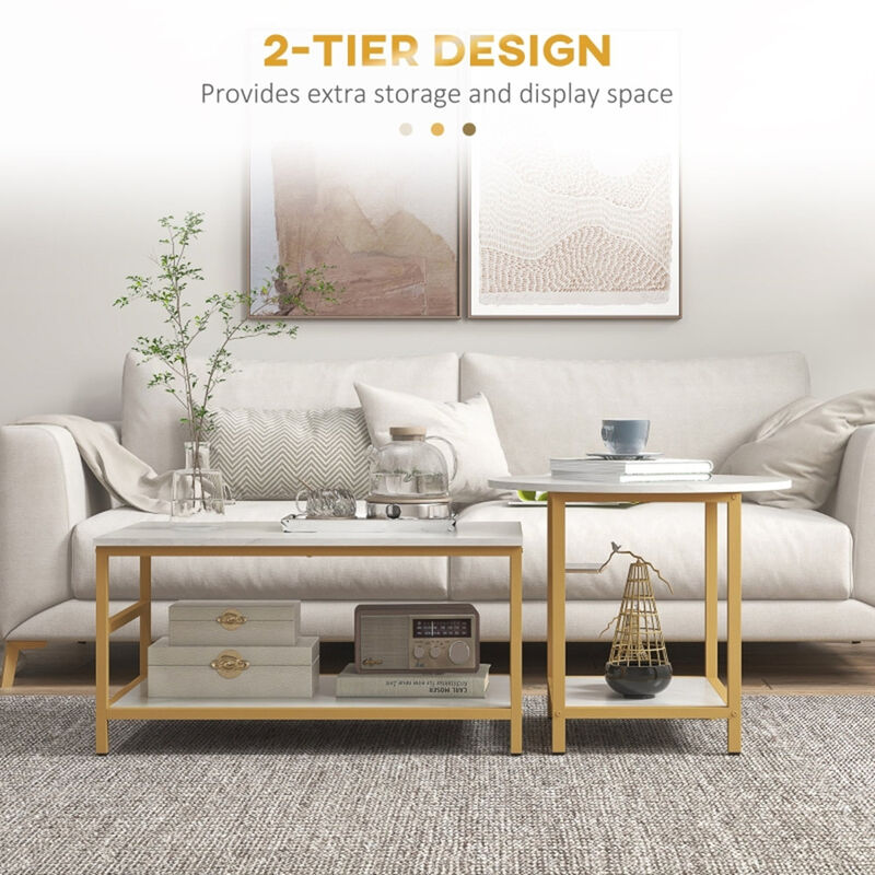 Set of 2 Nesting Coffee Tables for Modern Living Room & Space-Saving Design