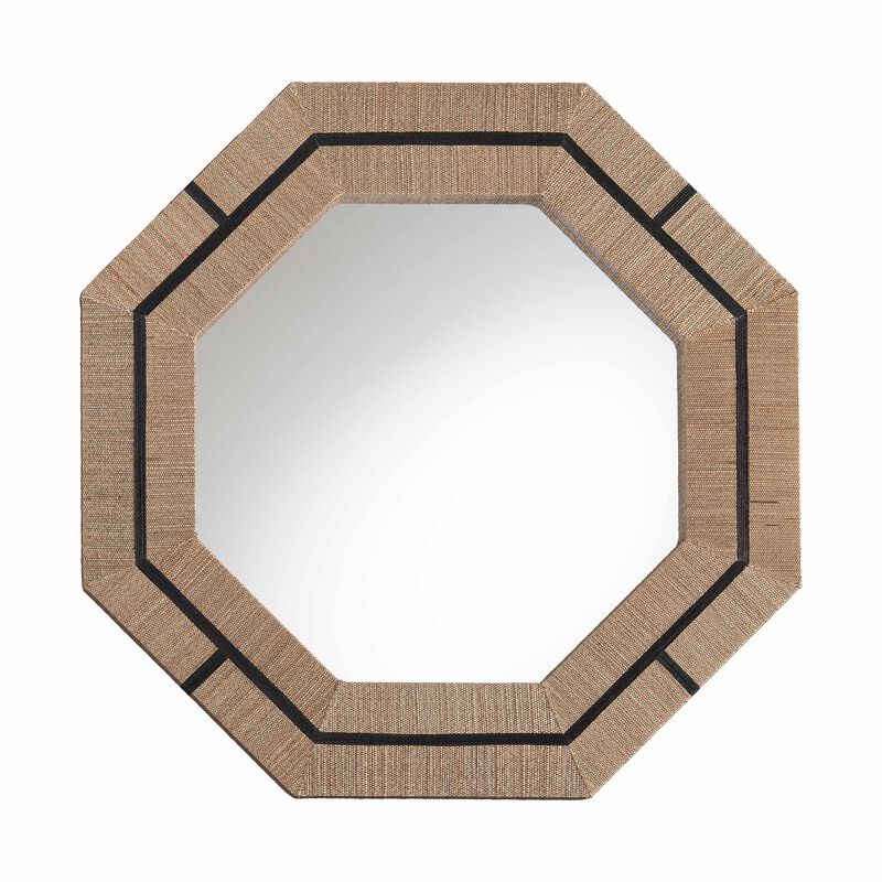 bali & pari Mirai Bohemian Woven Grasscloth Octagon Accent Mirror