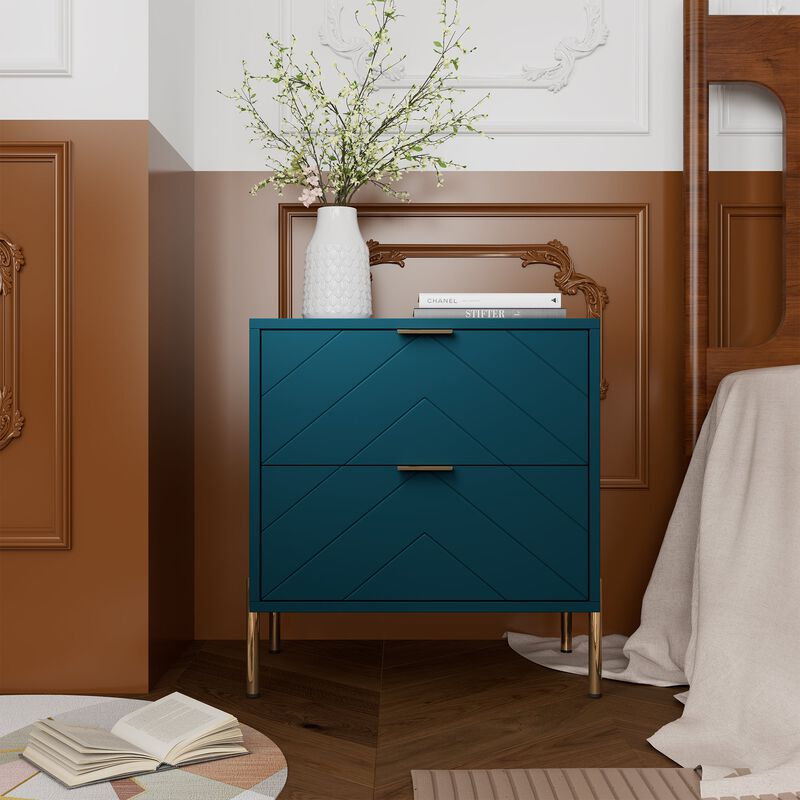 2-Drawer Nightstand With Elegant Design