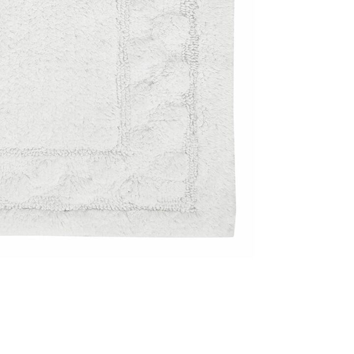 Sculptured Border Design Non-Slip Cotton Bath Rug 24" x 40" White by Castle Hill London