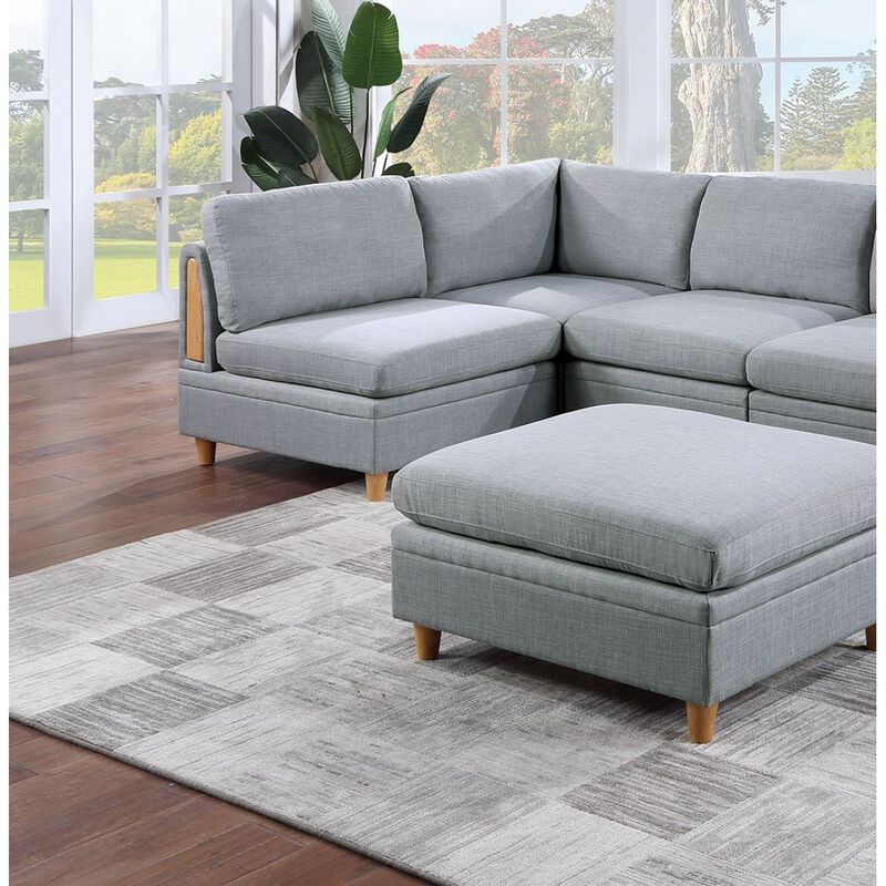 Living Room Furniture Ottoman Light Dorris Fabric 1 Piece Cushion Ottomans Wooden Legs