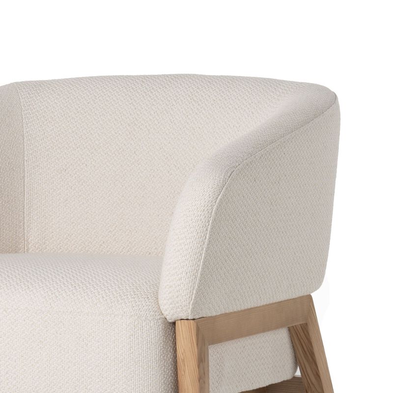 Reno Gis 33 Inch Accent Chair, Off White Fabric, Foam, Solid Wood Frame - Benzara