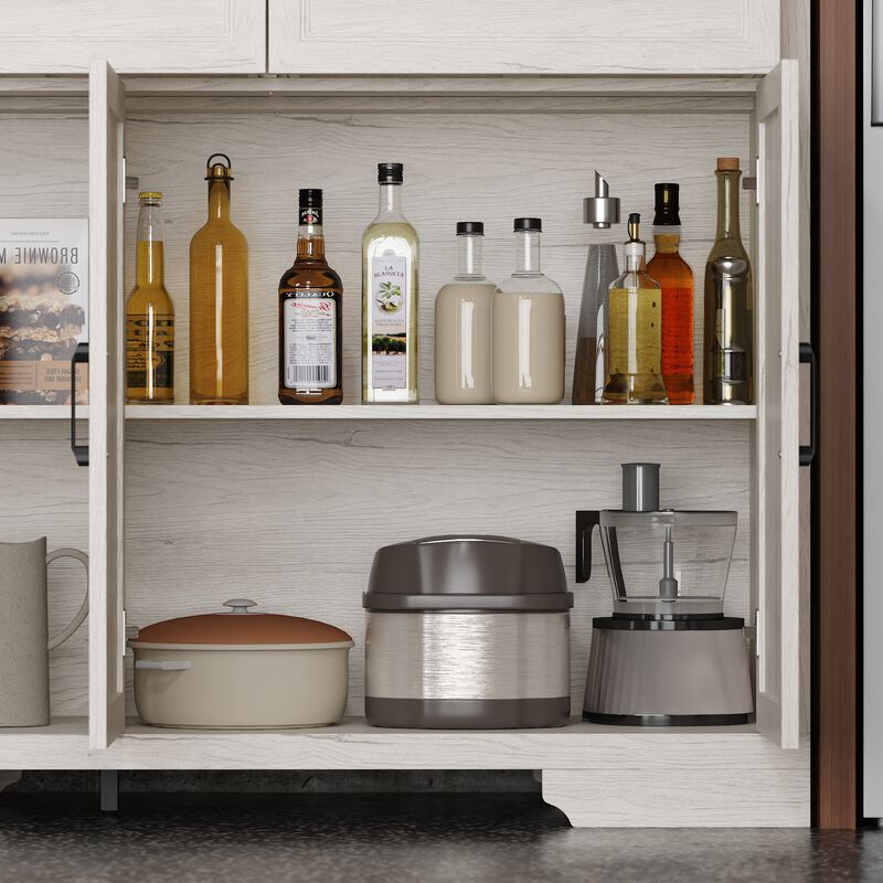 FUFU&GAGA Modern Dark Wood Sideboard – 6 Doors & 2 Drawers, Spacious P2-Grade MDF Kitchen Buffet Cabinet (47.2" W x 15.7" D x 78.7" H), Dark Wood