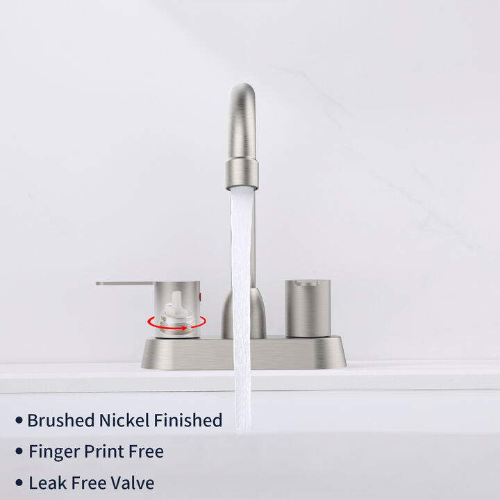 Bathroom Sink Faucet with 2 Handles Brushed Nickel Finish 3-Hole Mount