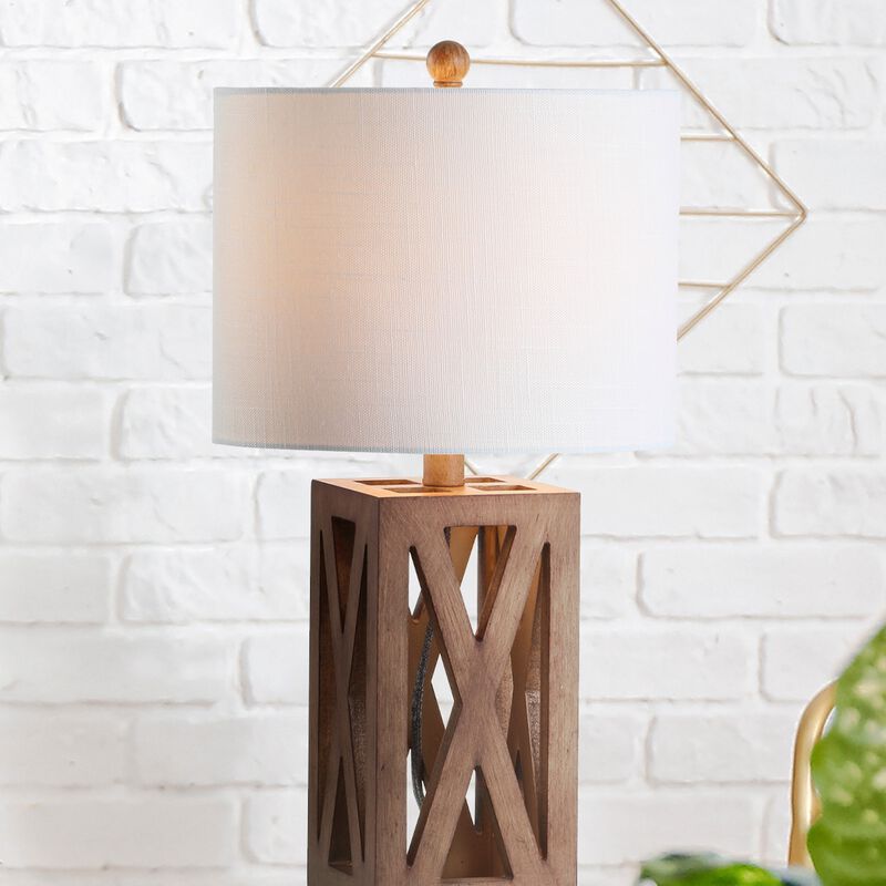 Stewart Farmhouse Wood LED Table Lamp