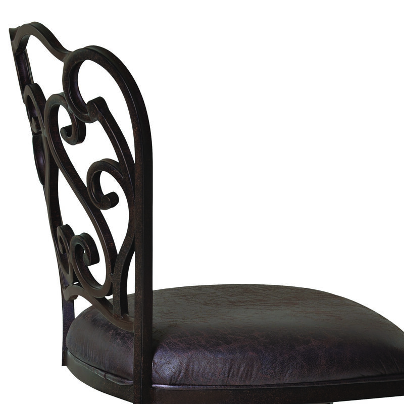 Celeste Bar Height Metal Swivel Barstool in Bandero Espresso Fabric and Auburn Bay Finish
