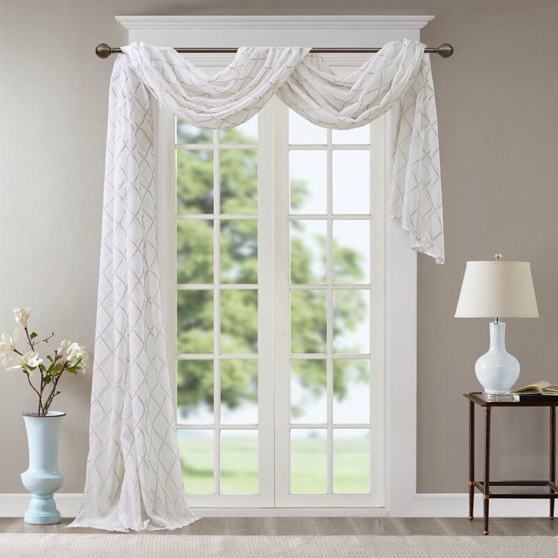 Gracie Mills Cyprian Diamond Embroidered Lightweight Sheer Window Scarf