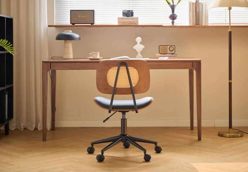 Design Adjustable Office Chair in Wood and Caning