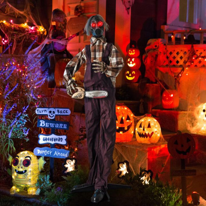 Hivvago Halloween Animatronic Shaking Haunted Man with Lights and Sound