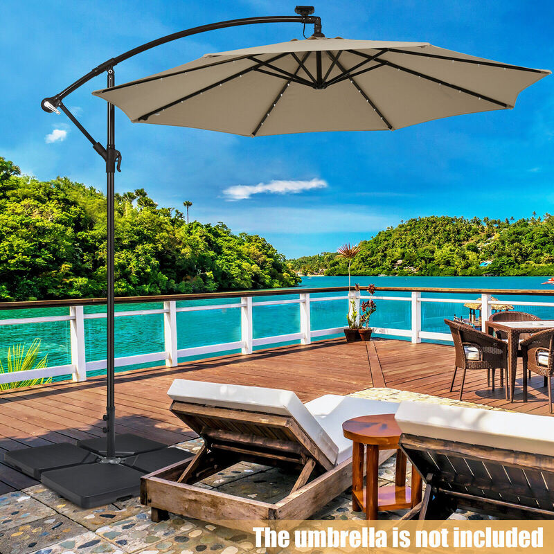 4-Piece 13L Cantilever Offset Patio Umbrella Base with Easy-Fill Spouts for Stable Support