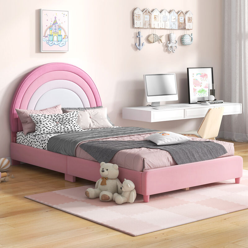 Height-Adjustable Headboard Bed Frame with Sturdy Wooden Slats, Modern Platform Design for Comfort and Support