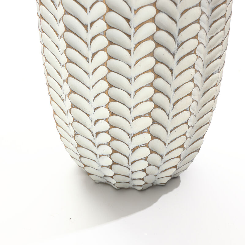 LuxenHome Modern Geometric Pattern Polyresin 17-Inch Tall Cylinder Vase