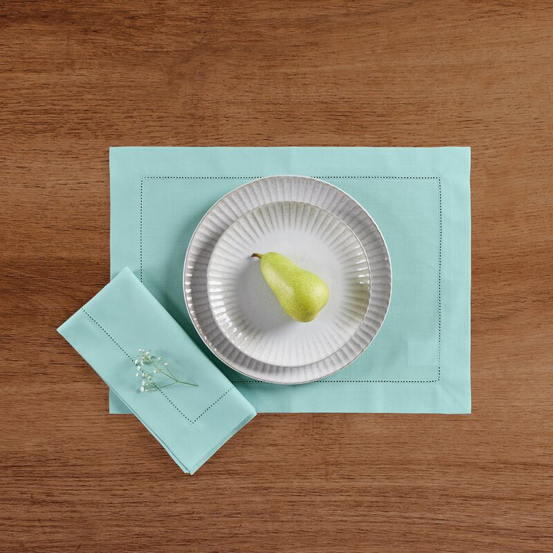 Solino Home Cotton Linen Hemstitch Dinner Napkins 20 x 20 Inch Set of 6