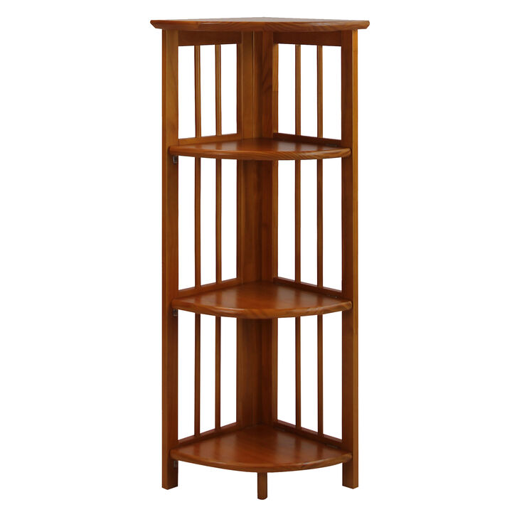 Casual Home 4-Shelf Corner Folding Bookcase, Honey Oak