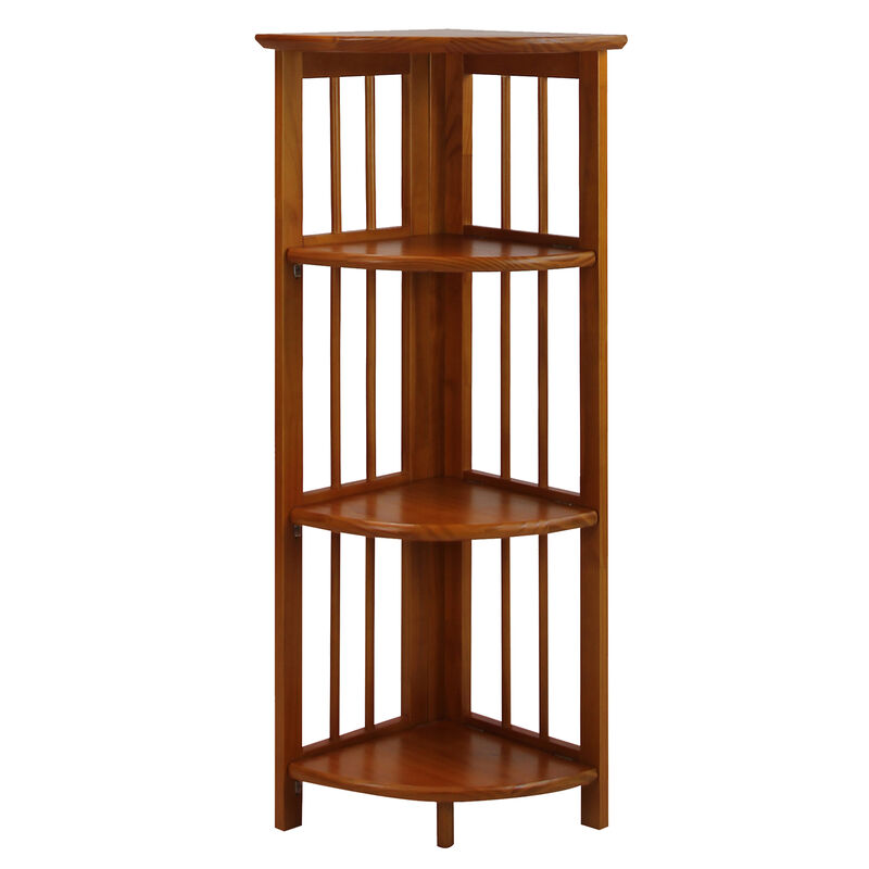 Casual Home 4-Shelf Corner Folding Bookcase, Honey Oak
