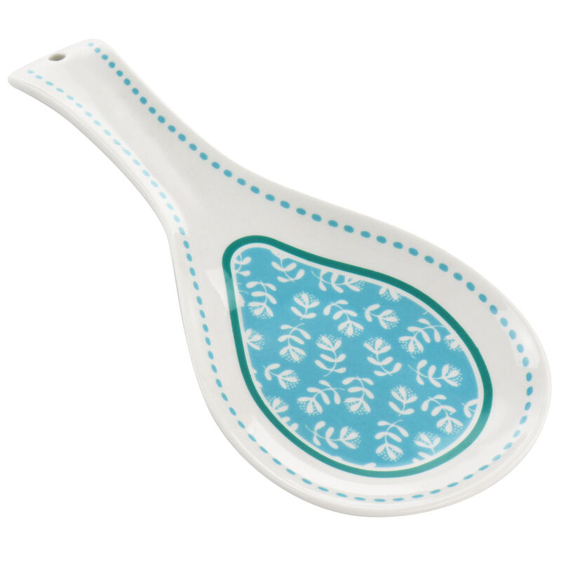 Gibson Home Village Vines Fine Ceramic Spoon Rest in Blue