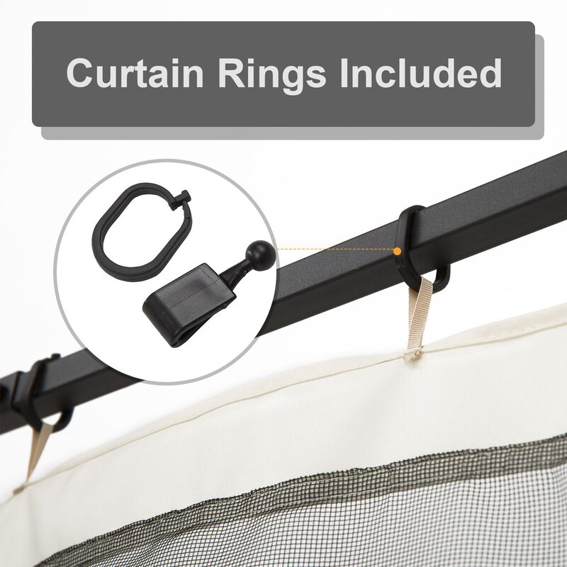 Black Patio Privacy: 10x10 Gazebo Sidewalls with Zippers (Netting Only)