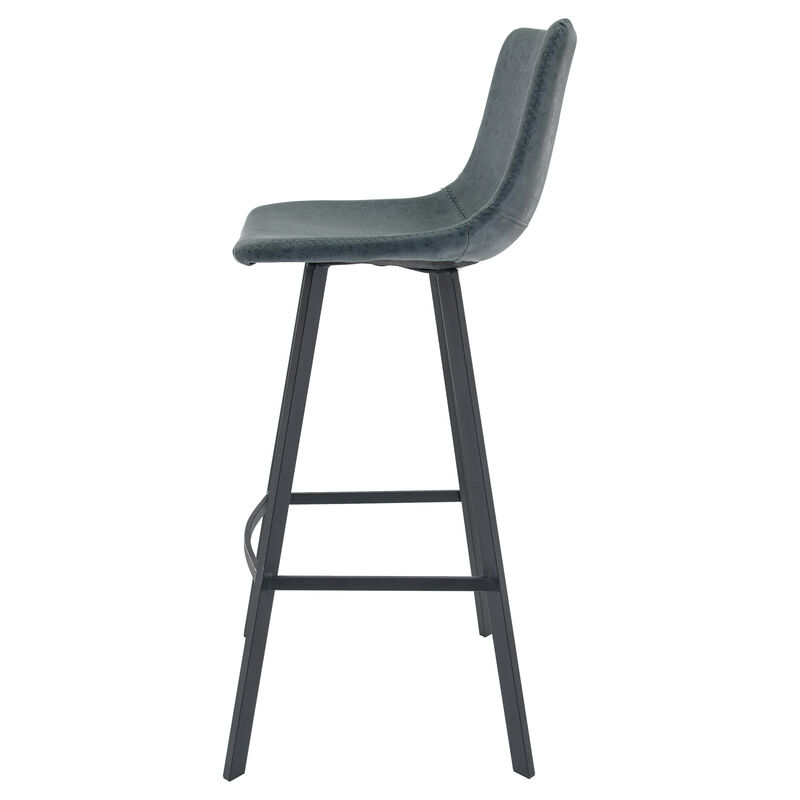 LeisureMod Elland Modern Upholstered Leather Bar Stool with Iron Legs & Footrest – Stylish and Durable Seating for Kitchen or Bar