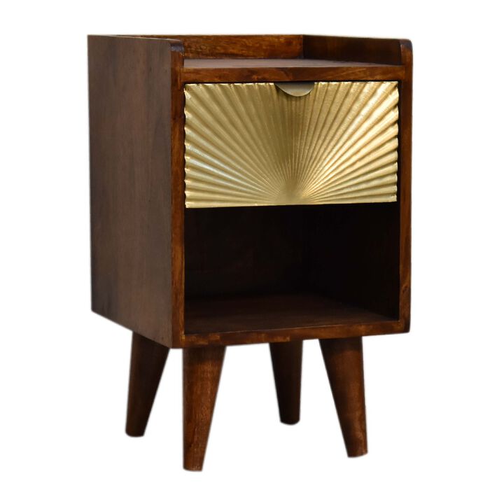 Artisan Furniture solid Wood Mini Manila Gold 1 Drawer Nightstand