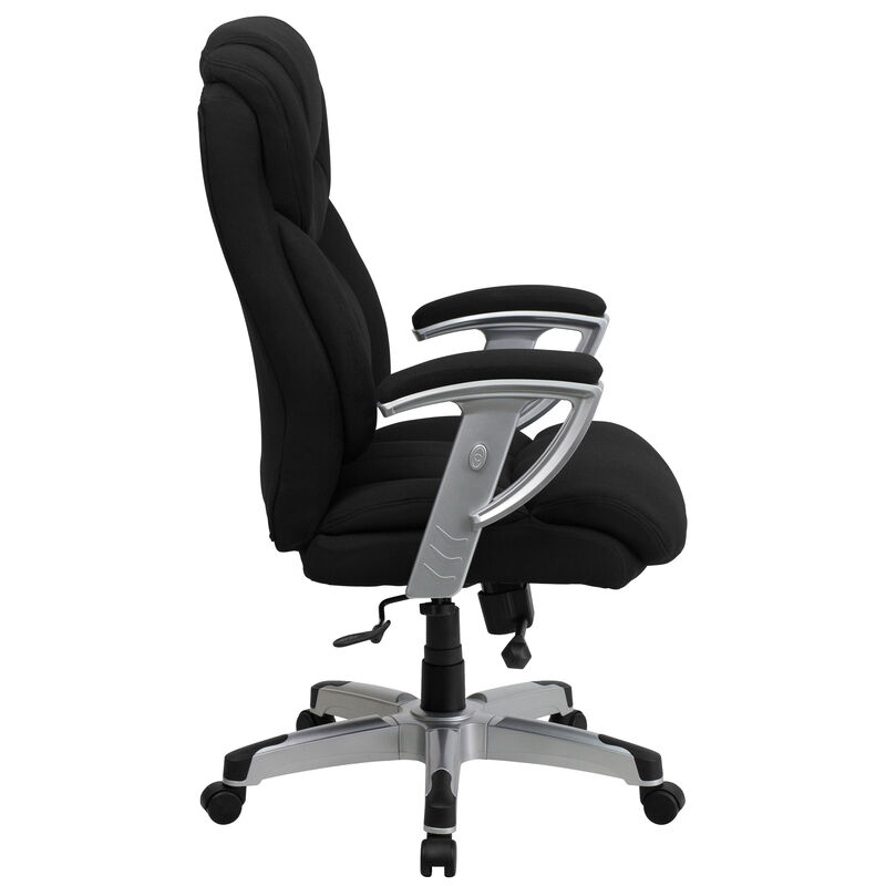 HERCULES Series Big & Tall 400 lb. Rated Black Fabric Executive Ergonomic Office Chair with Silver Adjustable Arms