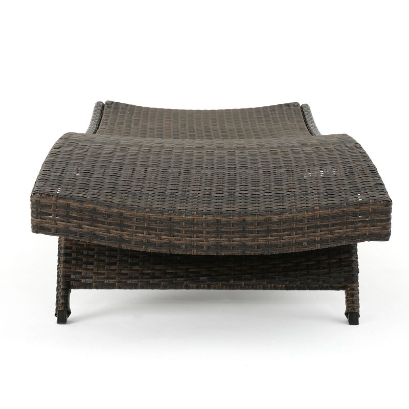 Mach Chaise Lounger, Mocha Brown Outdoor Rattan Wicker, Curved, 79 Inch