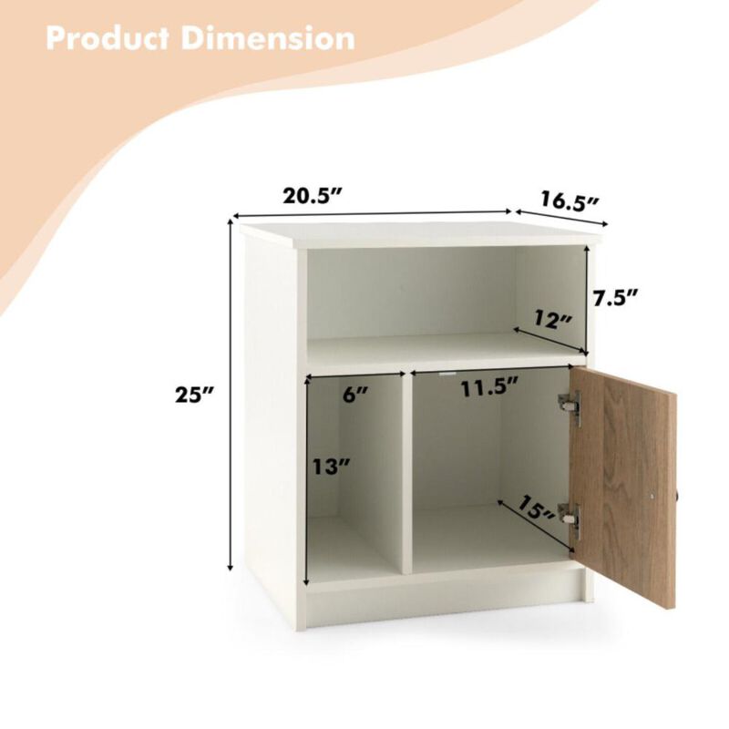 Hivvago 2 Pieces 25 Inch Tall Nightstands with Door and 2 Open Shelves-White