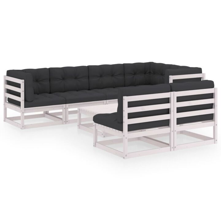 vidaXL 8 Piece Garden Lounge Set with Cushions Solid Pinewood