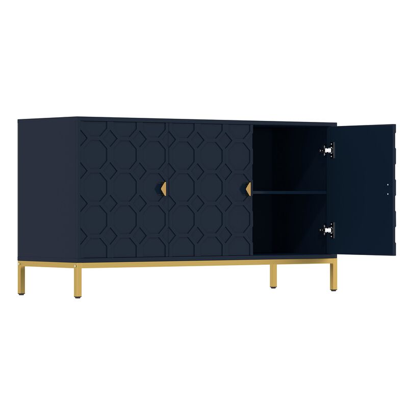 26.2 in. H Freestanding Storage Cabinet 3-Door Accent Cabinet in Blue
