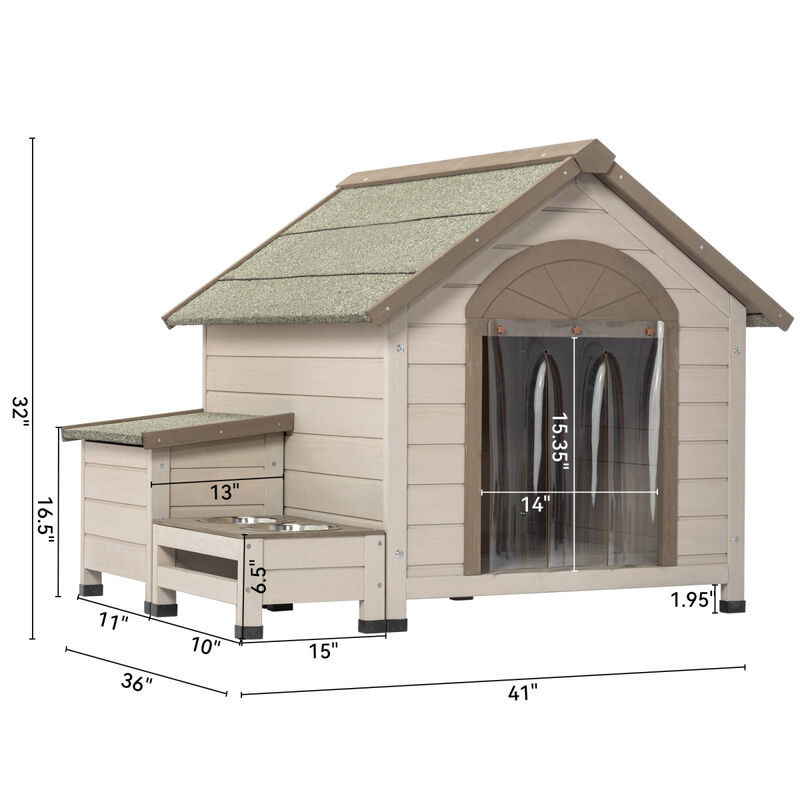 Wood Dog House with Open Roof for Small to Medium Dogs