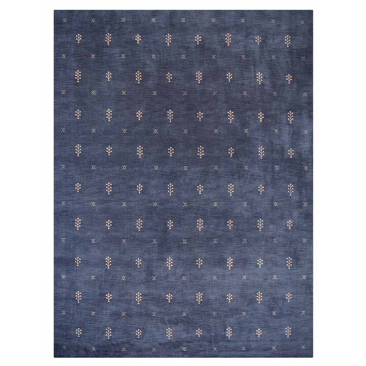 RUGSOTIC CARPETS HAND KNOTTED LOOM WOOL ECO-FRIENDLY AREA RUGS  - 5'x8', Rectangle, Blue Color, Contemporary Modern Design, High Pile Thick Handmade Anti Skid Rugs for Living Room (L00501)