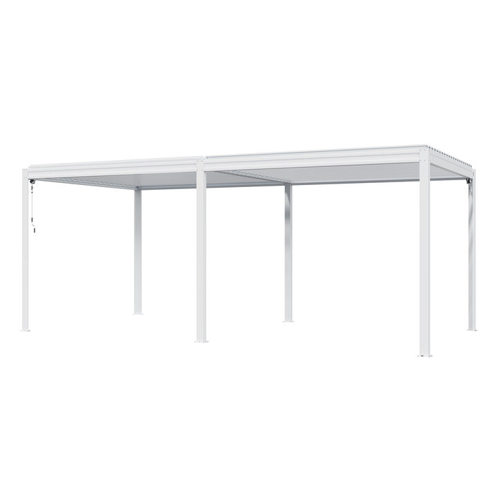 MONDAWE Outdoor Louvered Pergola 10X20FT, Aluminum Pergola with Adjustable Roof and Efficient Drainage System