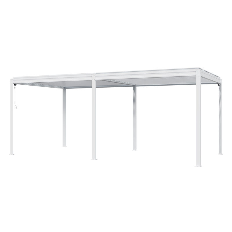 MONDAWE Outdoor Louvered Pergola 10X20FT, Aluminum Pergola with Adjustable Roof and Efficient Drainage System