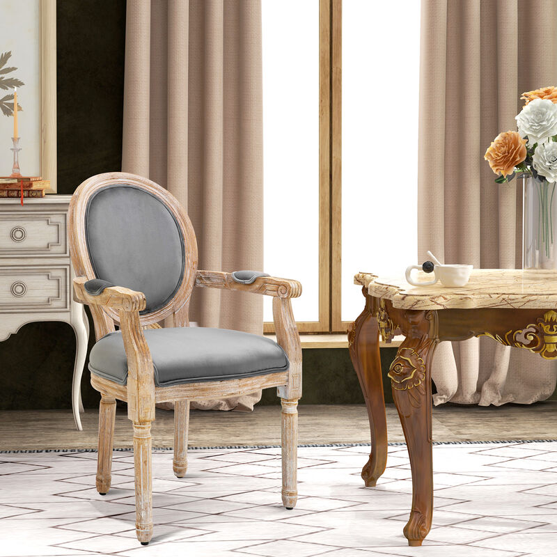 Classic Wood Grain Round Back Seat with Metal Rivets and Carved Pattern Design