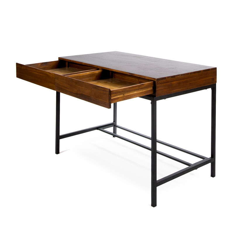 Industrial Acacia Wood Storage Desk Durability and Style Combined